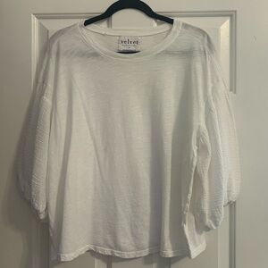 Anthropologie Velvet by Graham and Spencer for White Balloon Sleeve Blouse